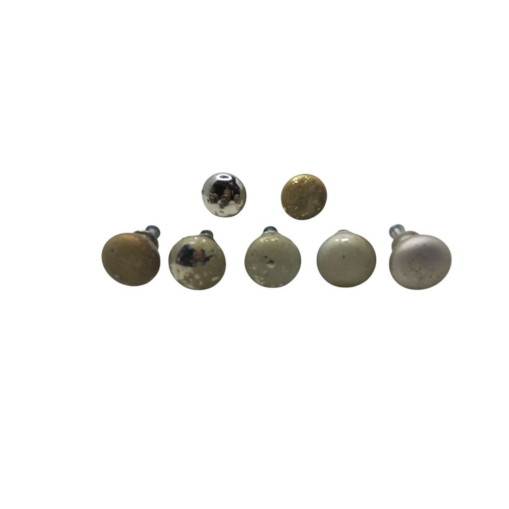Set Of 7 Vintage Brass & Nickel Drawer Pulls With Patina